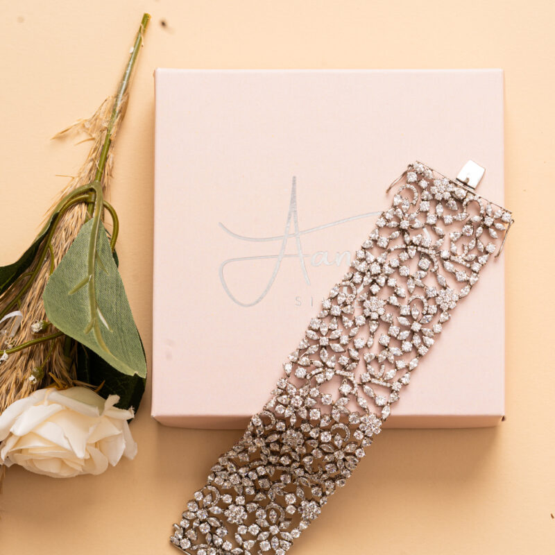 Wide Floral Diamond Bracelet