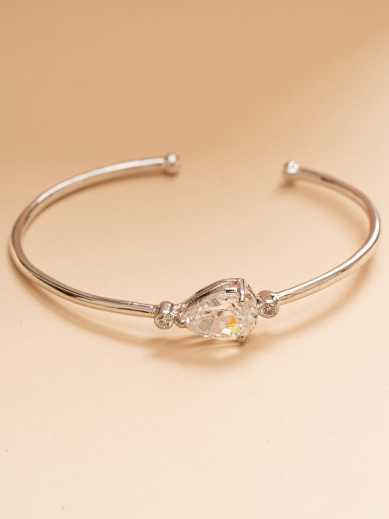 Minimalist Open Cuff with Teardrop Stone