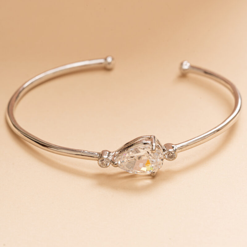 Minimalist Open Cuff with Teardrop Stone