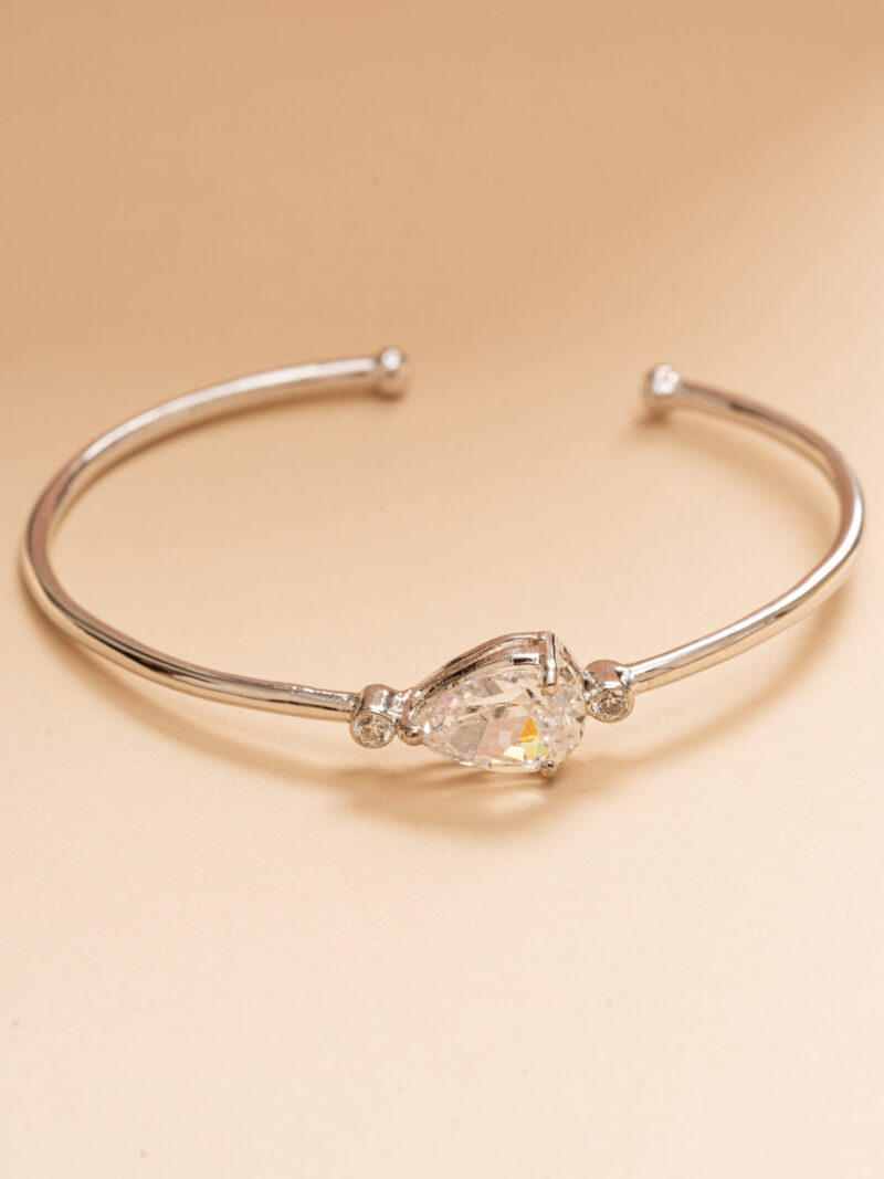 Minimalist Open Cuff with Teardrop Stone