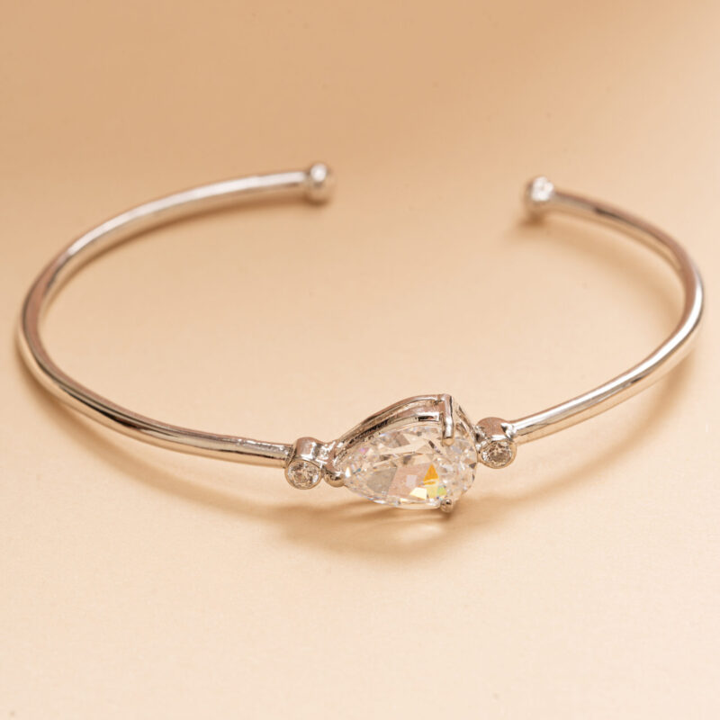 Minimalist Open Cuff with Teardrop Stone