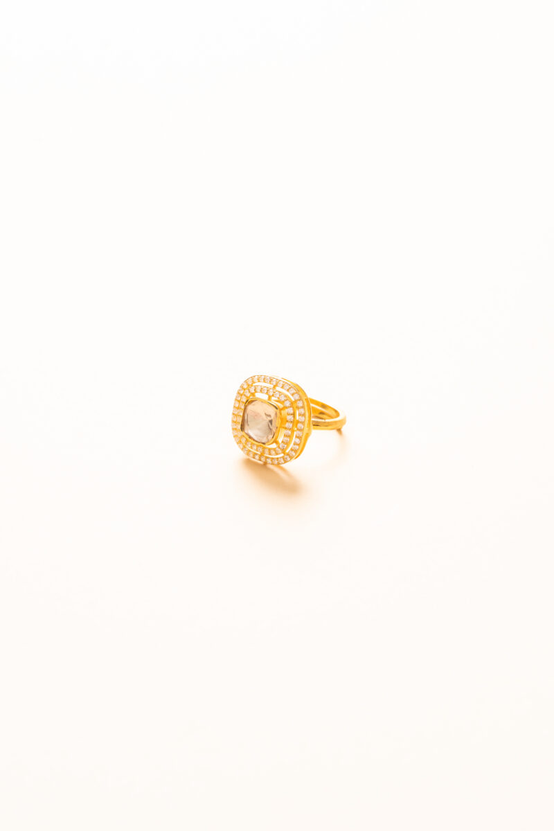 Square Halo Kundan Ring
