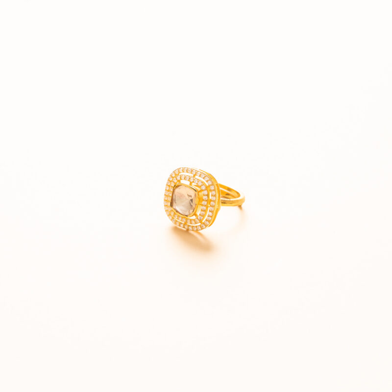 Square Halo Kundan Ring