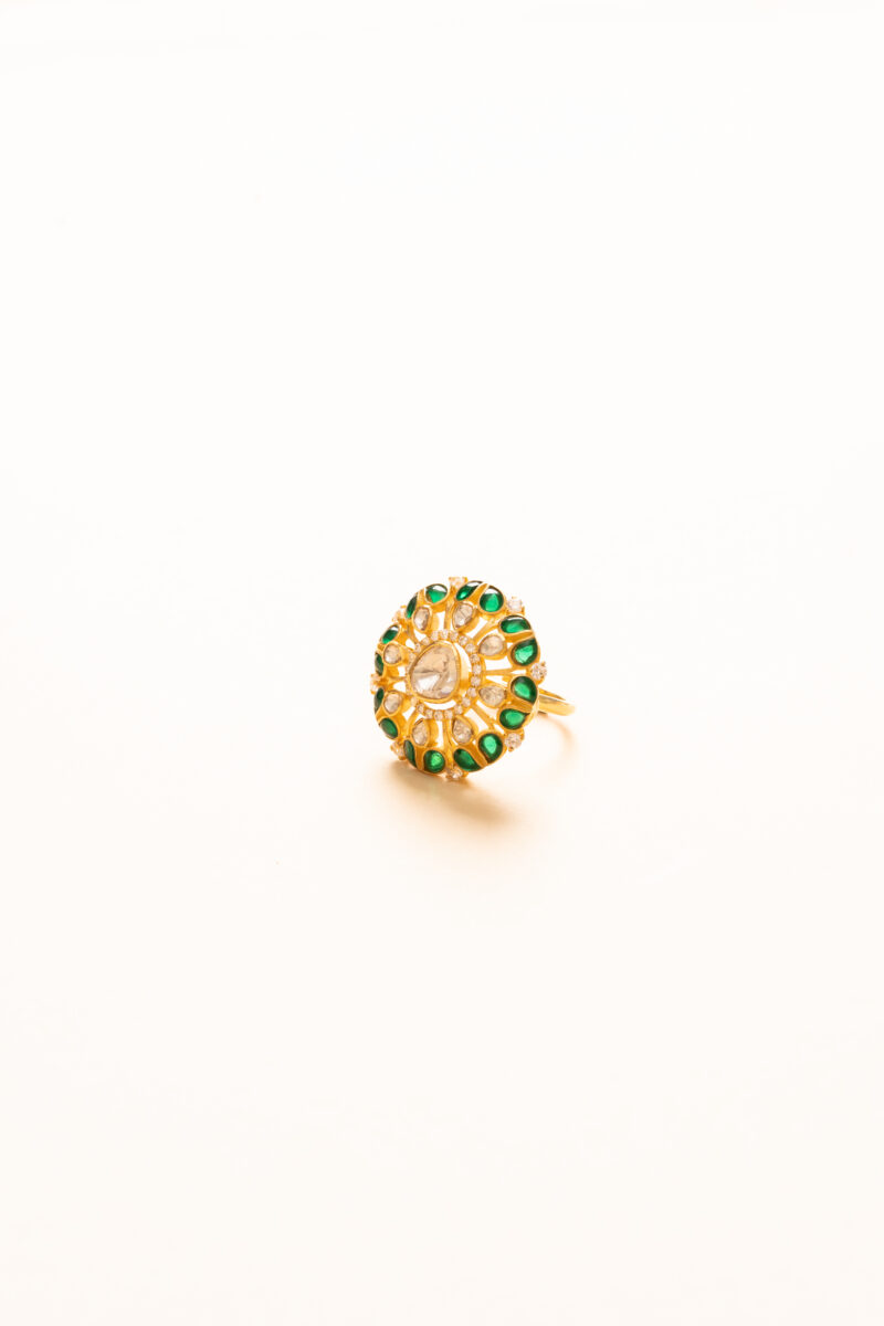 Green Enamel Floral Ring