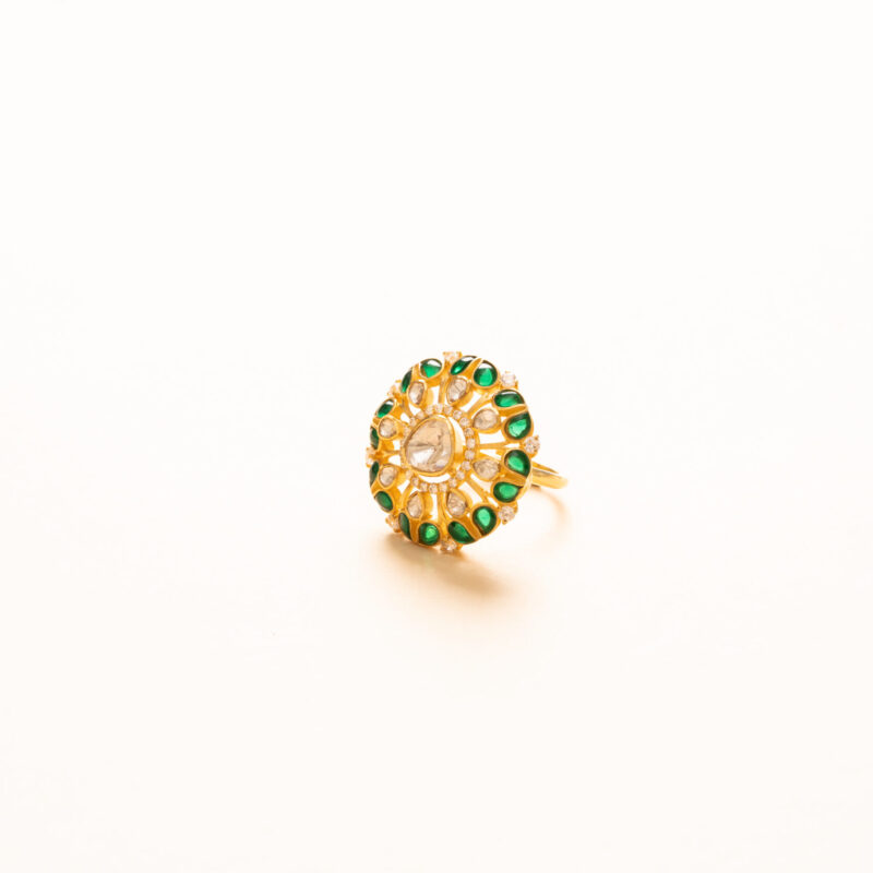Green Enamel Floral Ring