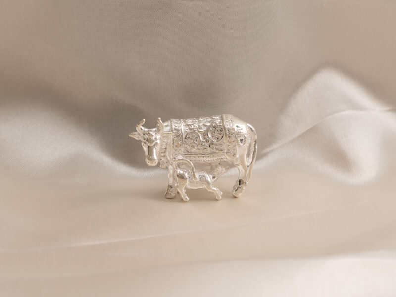 Silver murti collection - Kamdhenu Cow with Calf
