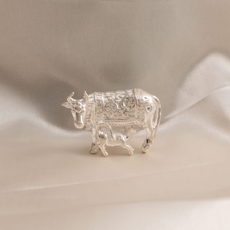 Silver murti collection - Kamdhenu Cow with Calf